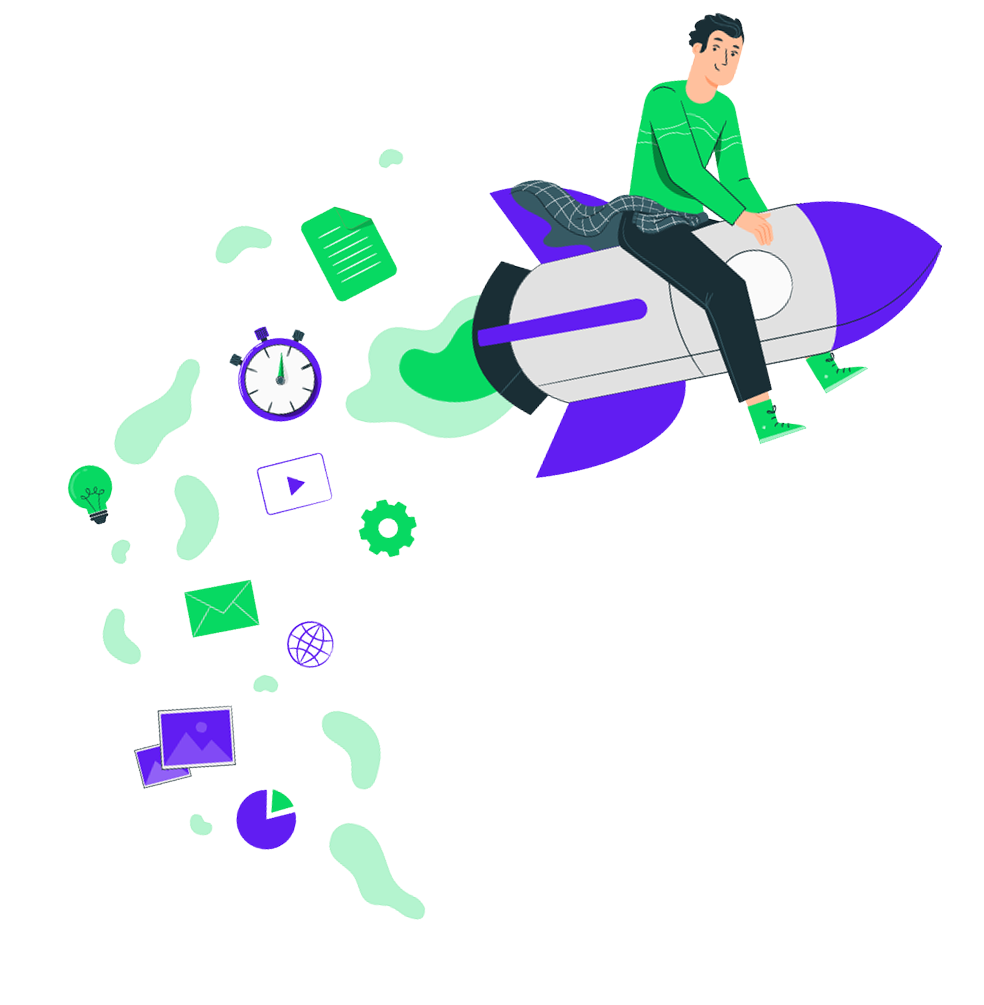 Imagem homem em cima de um foguete